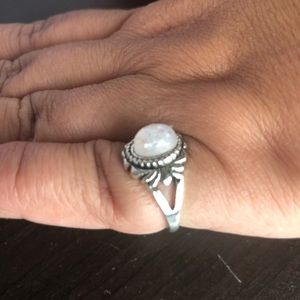 Beautiful Pinky Ring Silver Tone w/ Opal stone